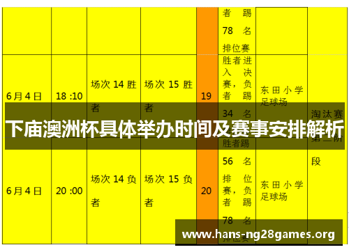 下庙澳洲杯具体举办时间及赛事安排解析