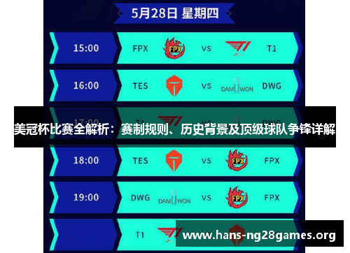 美冠杯比赛全解析：赛制规则、历史背景及顶级球队争锋详解